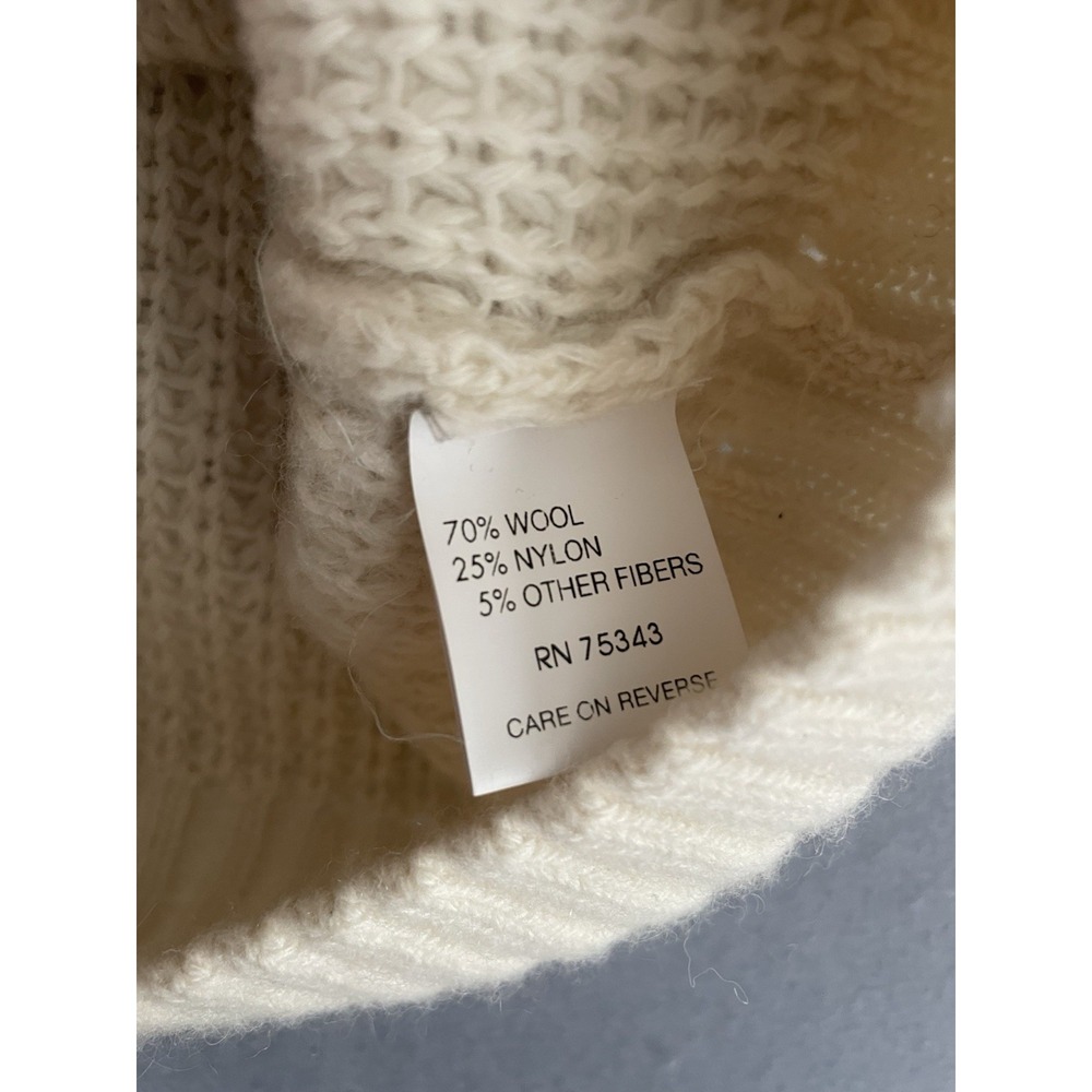 Daniele Blasi Women M Wool Sweater Cream Cable Chunky Knit Shawl Neck Italy Warm - Picture 5 of 11